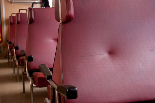 Detail of seats row in interior of the train