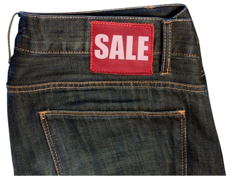Pocket of Jeans With Sale Sign Badge
