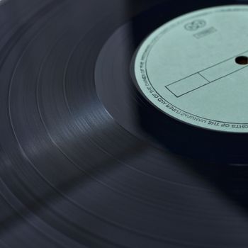 Detail of Vinyl Record With Blank Green Label