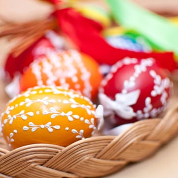 Color Painted Easter Eggs in the Basket