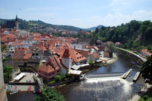 Historical Center of Cesky Krumlov, and Rafting on Vltava River, Czech Republic