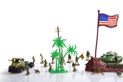 plastic toy soldier photo on the white background