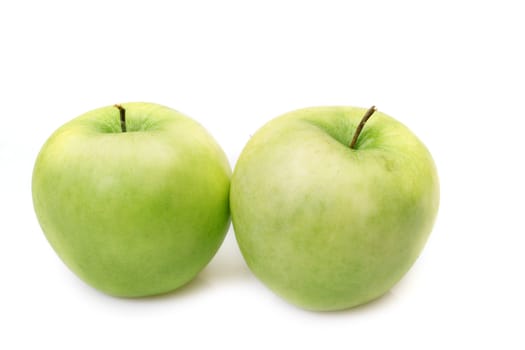 Green apples, photo on the white background