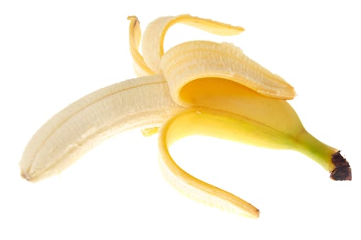 one banana, photo on the white background