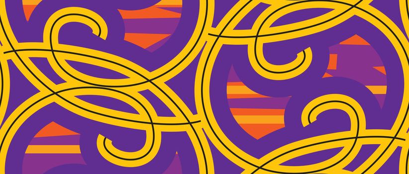 Seamless wallpaper pattern with yellow and purple loops