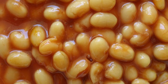 Detail of baked beans in tomato sauce - useful as a background