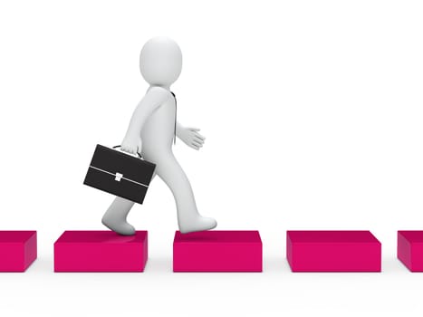 3d business man going pink cube way