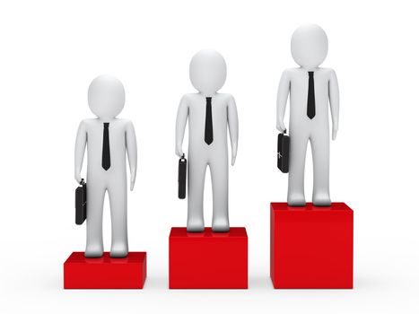 3d business man tie stand box colorful