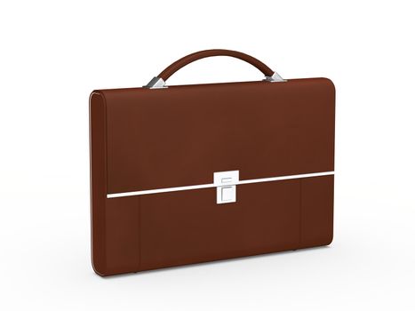 3d business bag briefcase brown and chrome
