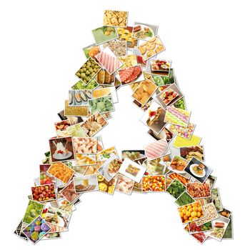 Letter A with Food Collage Concept Art