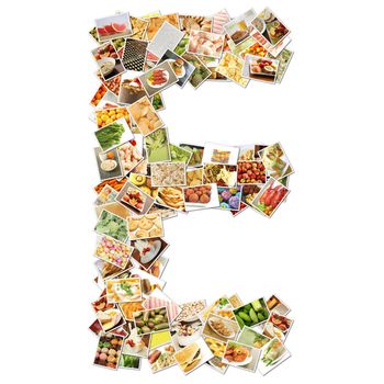 Letter E with Food Collage Concept Art