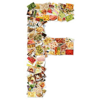 Letter F with Food Collage Concept Art