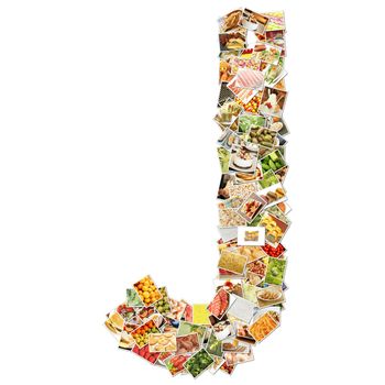 Letter J with Food Collage Concept Art