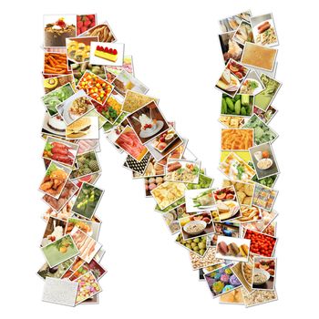 Letter N with Food Collage Concept Art