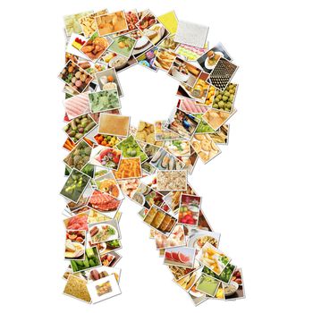 Letter R with Food Collage Concept Art
