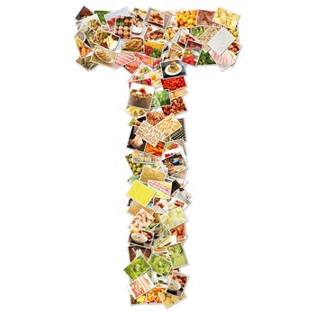 Letter T with Food Collage Concept Art