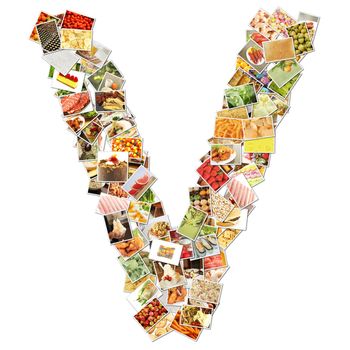 Letter V with Food Collage Concept Art