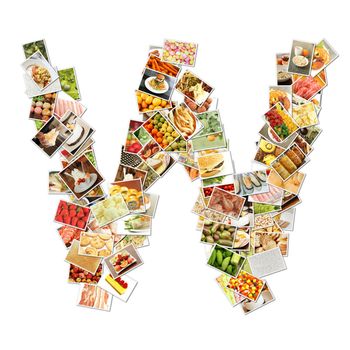 Letter W with Food Collage Concept Art