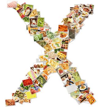 Letter X with Food Collage Concept Art