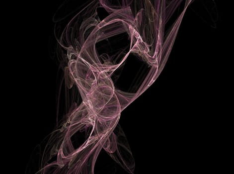 Purple fractal art that looks like smoke rising; computer-generated artwork.