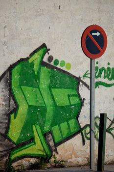 Sample of a kind of urban culture that comes true on the basis of painting the walls with spray and that commonly  is called Graffiti