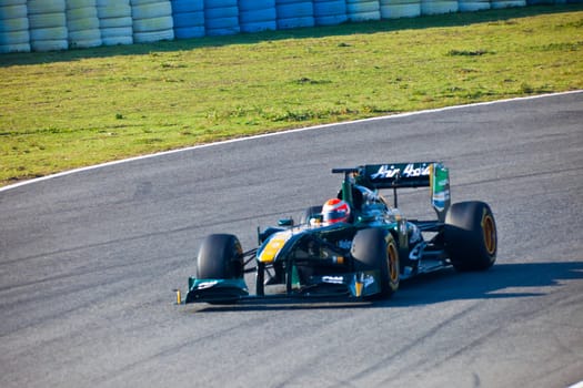 JEREZ DE LA FRONTERA, SPAIN - FEB 10: Jarno Trulli of Team Lotus F1 ON February 10 , 2011, on training session in Jerez de la Frontera , Spain