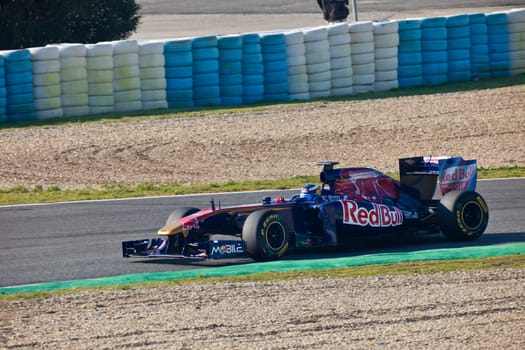 JEREZ DE LA FRONTERA, SPAIN - FEB 10: Daniel Ricciardo of Toro Rosso F1 ON February 10 , 2011, on training session in Jerez de la Frontera , Spain