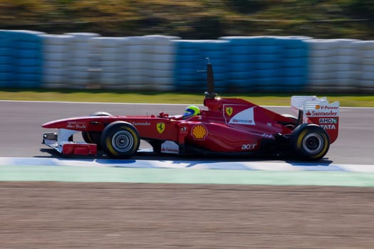 JEREZ DE LA FRONTERA, SPAIN - FEB 10: Felipe Massa of Ferrari F1 ON February 10 , 2011, on training session in Jerez de la Frontera , Spain