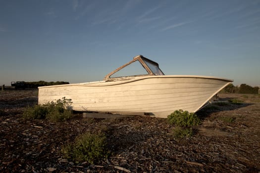 Wrecked boat on the beach