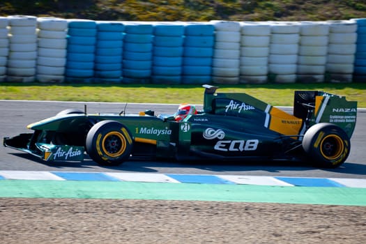 JEREZ DE LA FRONTERA, SPAIN - FEB 11: Jarno Trulli of Team Lotus F1 ON February 11 , 2011, on training session in Jerez de la Frontera , Spain