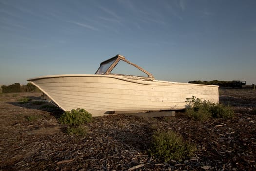 Wrecked boat on the beach