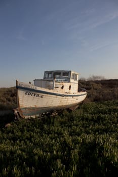 Wrecked boat on the beach