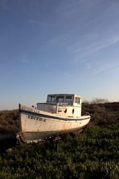 Wrecked boat on the beach