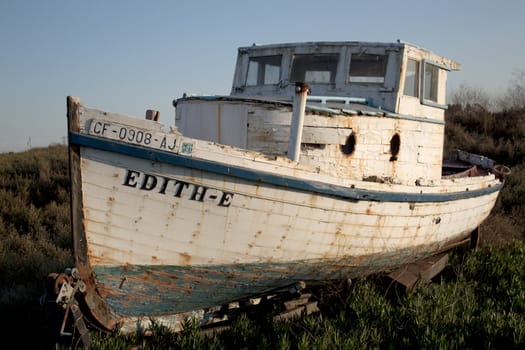 Wrecked boat on the beach