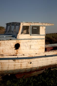 Wrecked boat on the beach