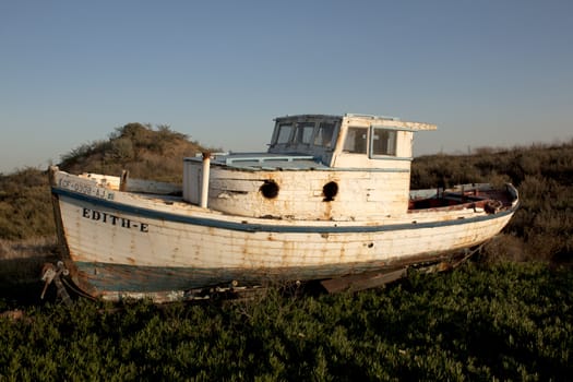 Wrecked boat on the beach