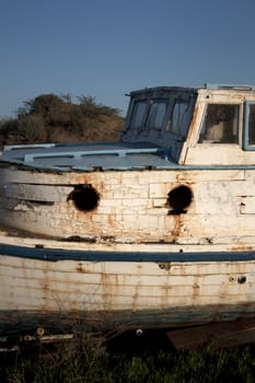 Wrecked boat on the beach