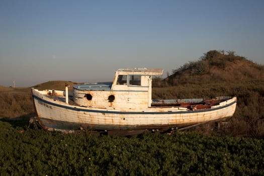 Wrecked boat on the beach