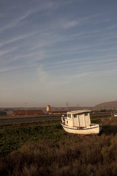 Wrecked boat on the beach