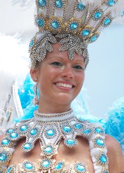 
COPENHAGEN - JUNE 11: Participant in the 29th annual Copenhagen Carnival parade of fantastic costumes, samba dancing and Latin styles starts on June 10 - 12, 2011 in Copenhagen, Denmark.
