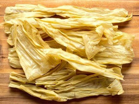 close up of a heap of beancurd sticks