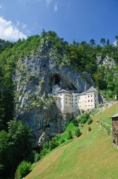 Predjama Castle in Postojna, Slovenia. Vertical view