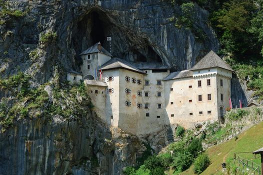 Predjama Castle in Postojna, Slovenia. Vertical view