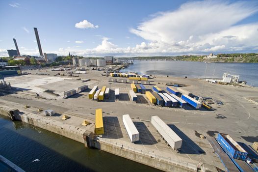 Sea cargo terminal in Stockholm port, taken on May 2011