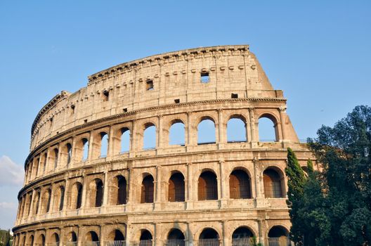 Ancient ruins Roman Colosseum. View from side