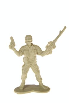 plastic toy soldier, photo on the white background