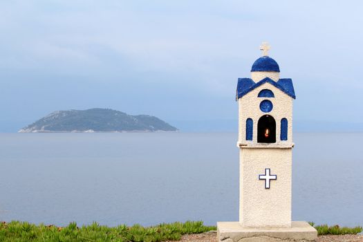 orthodox little church shrine Neos Marmaras Sithonia Greece