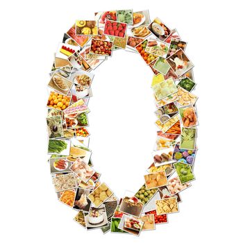 Number 0 Zero with Food Collage Concept Art