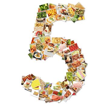 Number 5 Five with Food Collage Concept Art