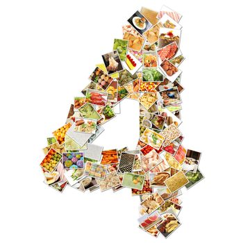 Number 4 Four with Food Collage Concept Art